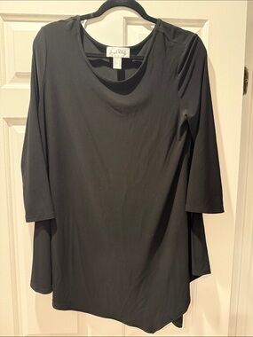 Joseph Ribkoff Black Draped Asymmetric Tunic